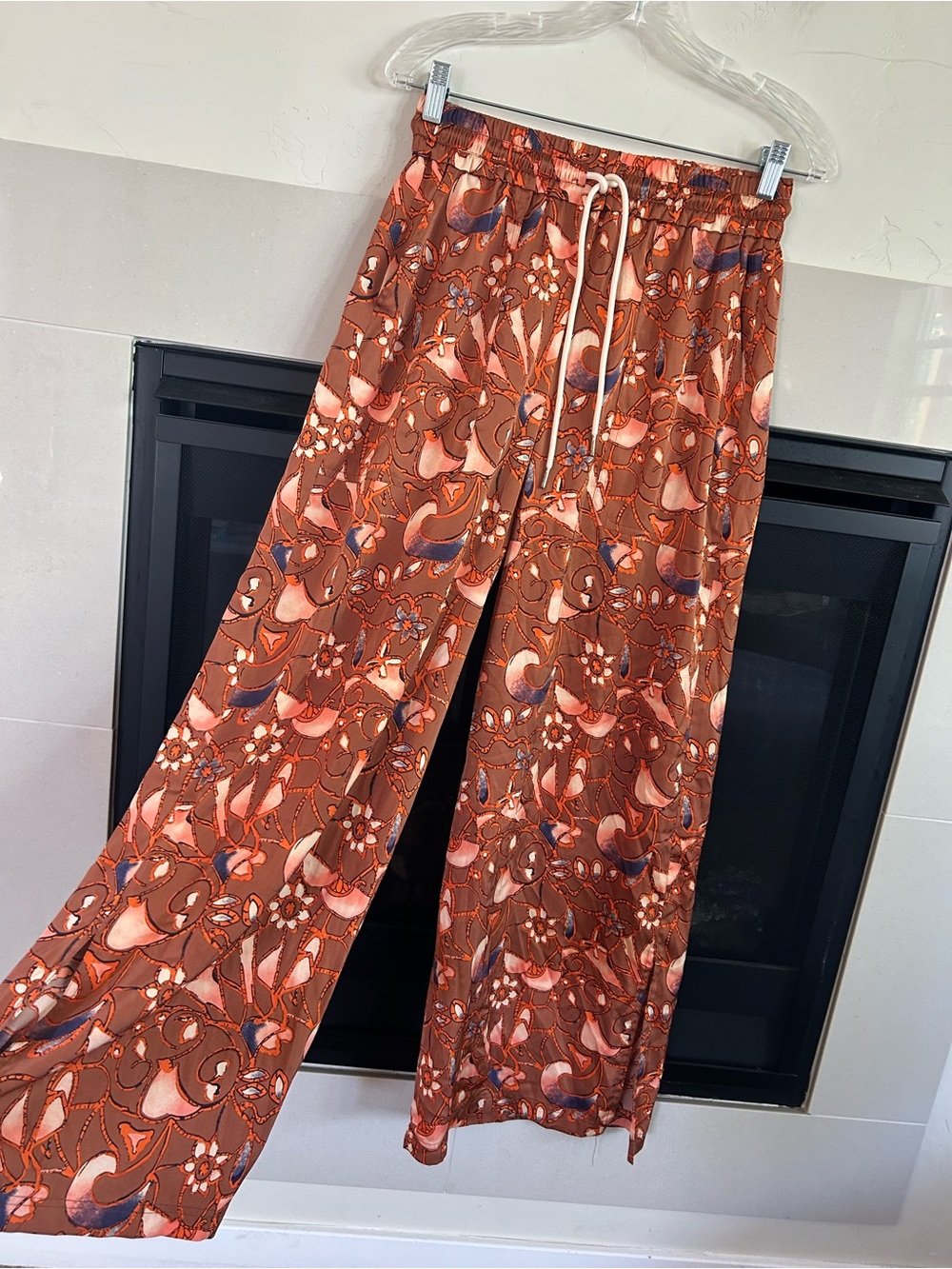 Rachel Roy Wide leg Pants Small Satin High Waist Floral Old money Flowy